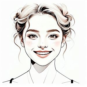 Smiling Young Woman with Loose Buns