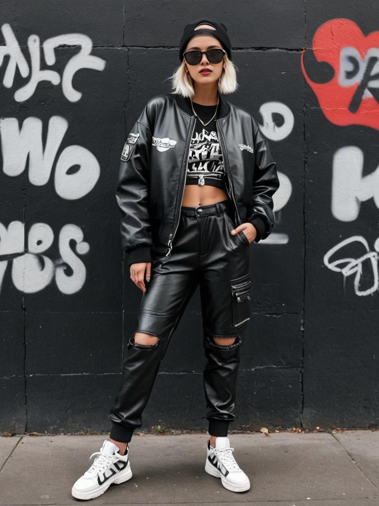 Stylish Woman in Edgy Urban Fashion