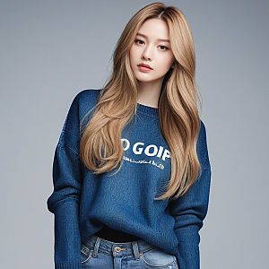 Young Woman in Blue Sweater and Jeans