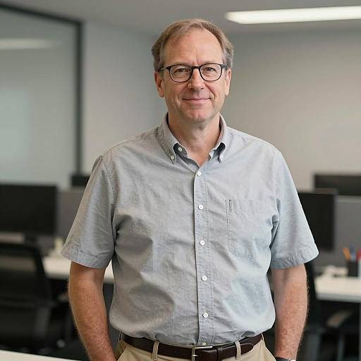 Confident Middle-Aged Man in Casual Office Setting