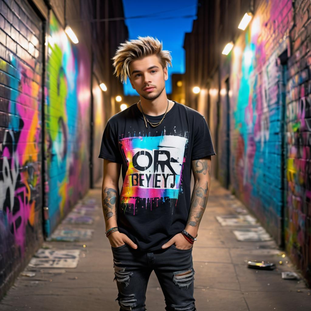 Stylish Young Man in Urban Alleyway