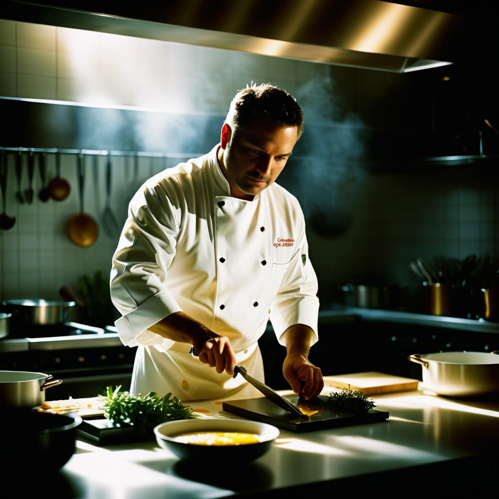 Chef Preparing Gourmet Dish in Modern Kitchen