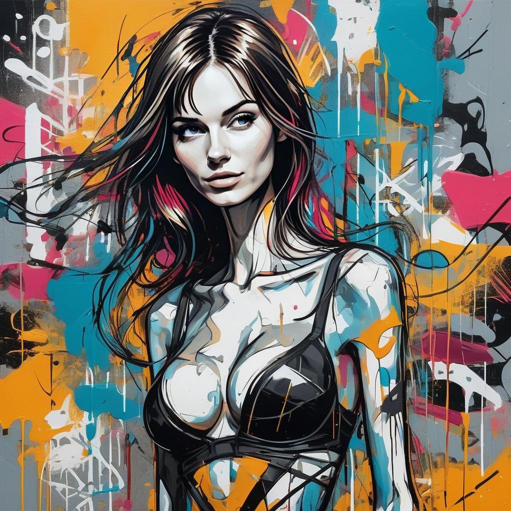 Dynamic Street Art Illustration of Woman