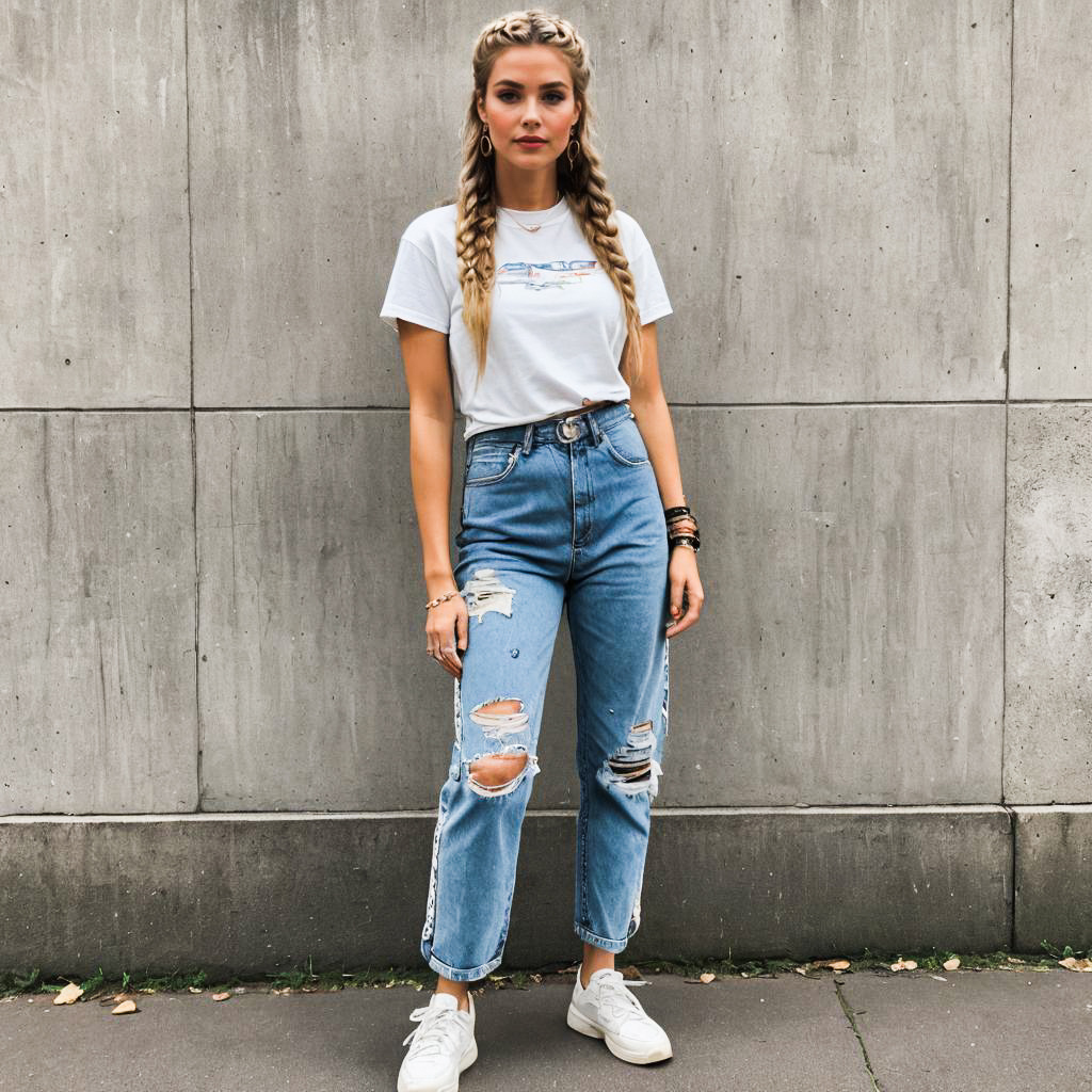 Stylish Young Woman in Trendy Outfit