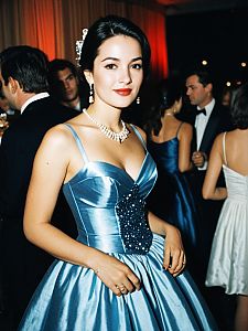 Woman in Blue Mini Ball Gown Candid Portrait at Formal Party Event