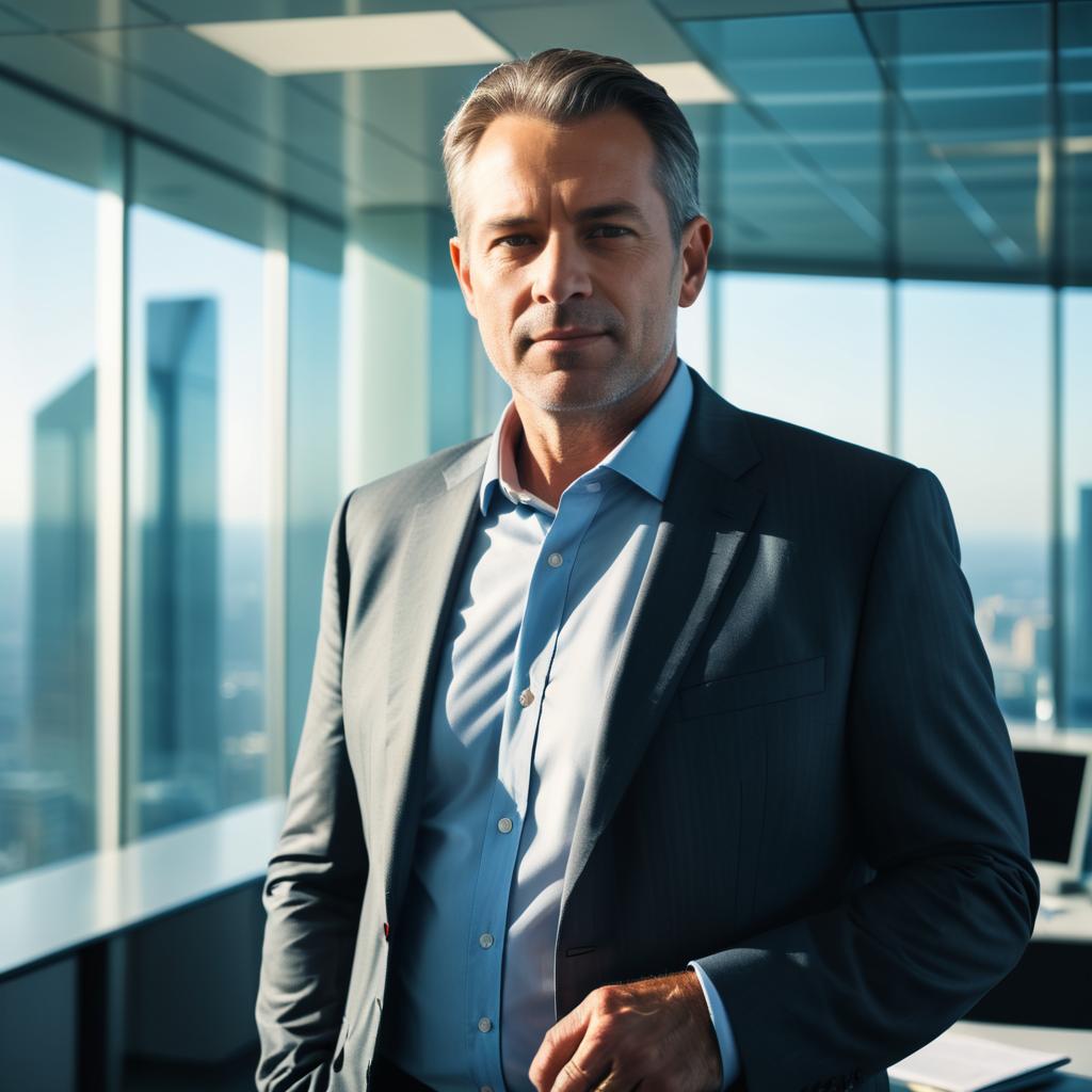 Confident Middle-Aged Businessman in Modern Office