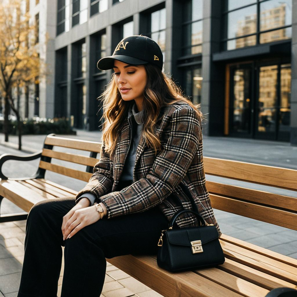 Stylish Woman in Urban Autumn Setting