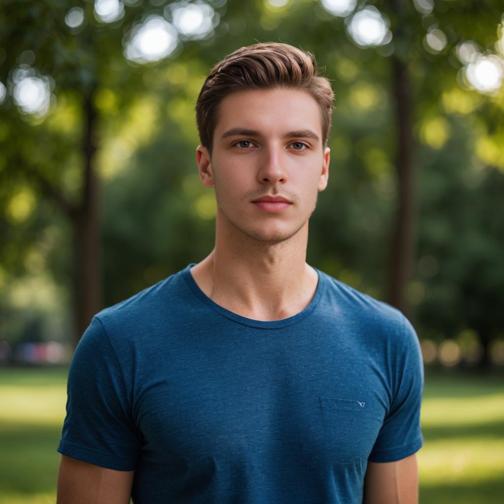 Confident Young Man in Green Park