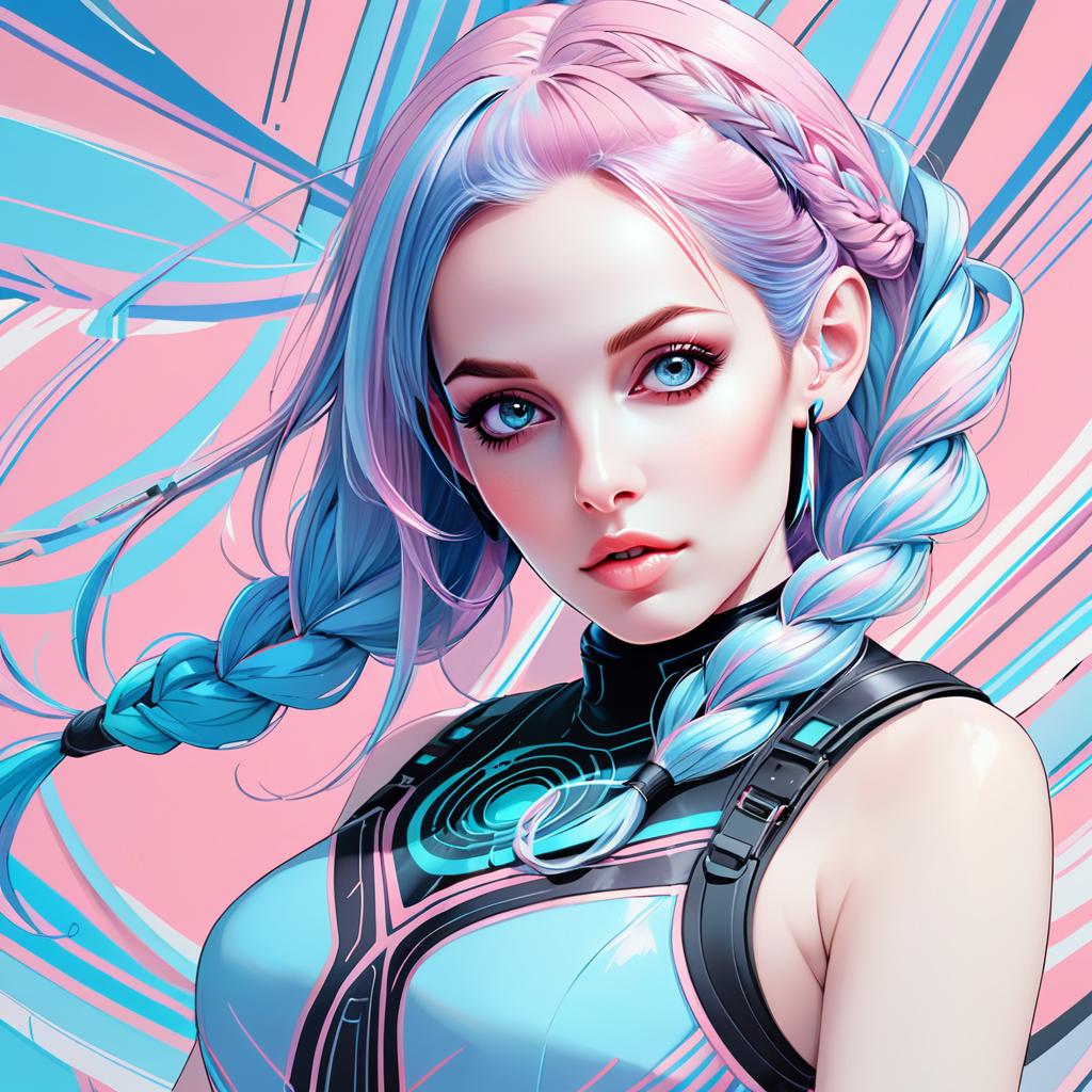 Futuristic Woman with Braided Hair