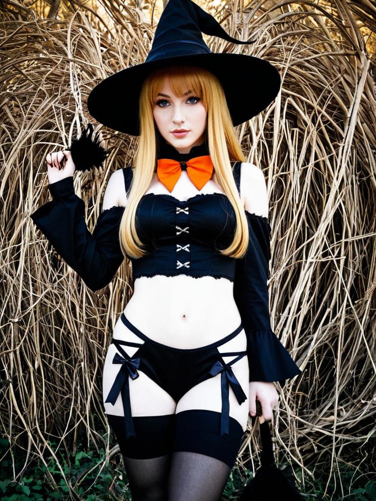 Abigail Williams Modern Witch Costume with Orange Bow Tie