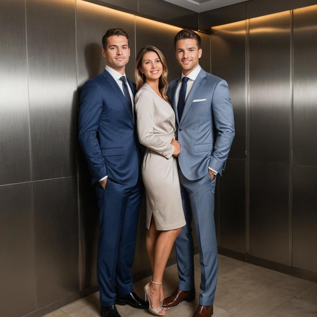 Stylish Couple in Elegant Elevator