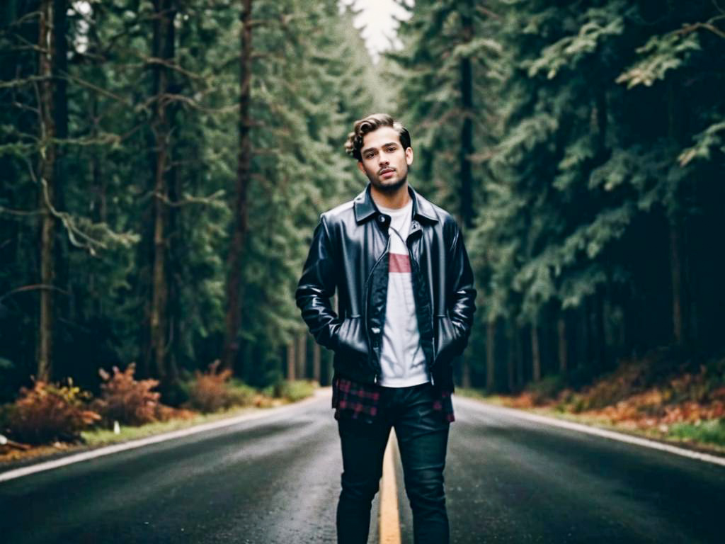 Stylish Young Man in Tranquil Forest