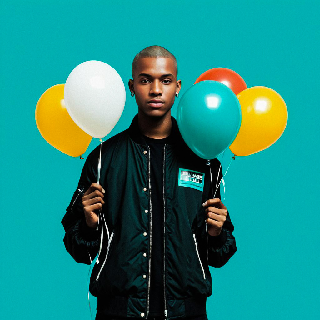 Young Man with Colorful Balloons Young Man with Colorful Balloons