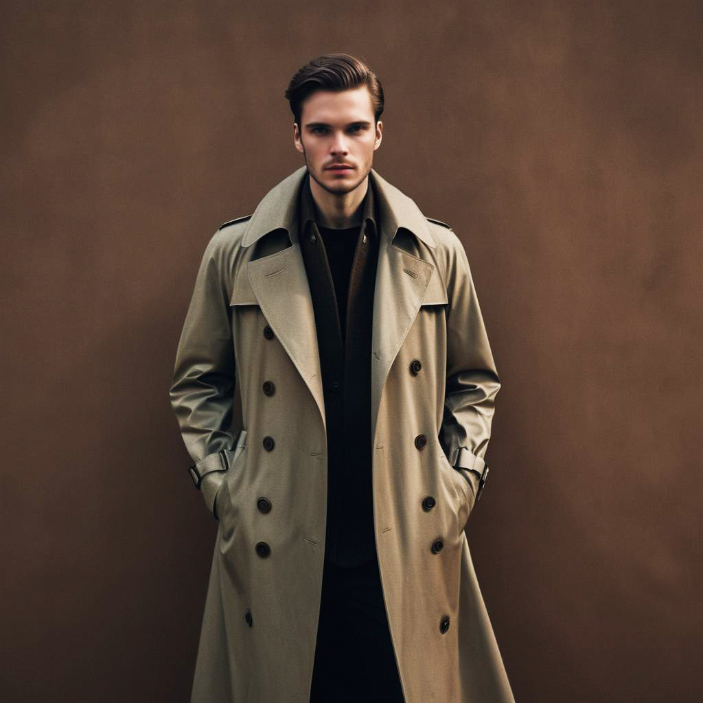 Stylish Man in Classic Trench Coat