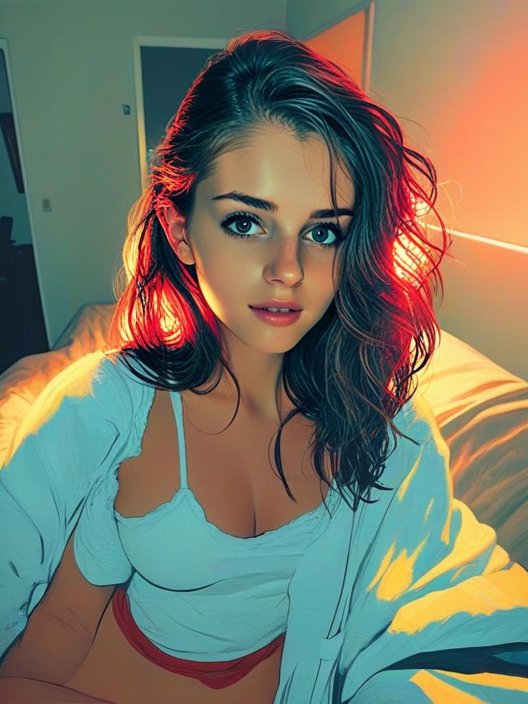 Young Woman with Wet Hair in Intimate Lighting