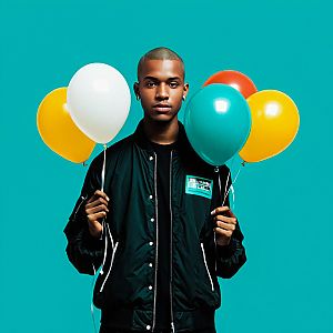 Young Man with Colorful Balloons