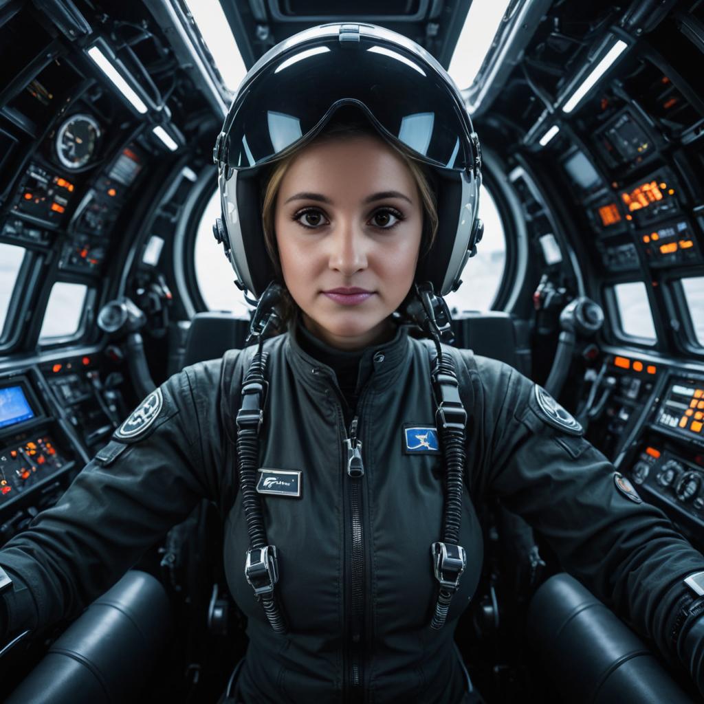 Confident Woman in Airplane Cockpit