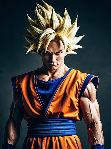 Man in Dragon Ball Super Saiyan Costume Cosplay Editorial Portrait