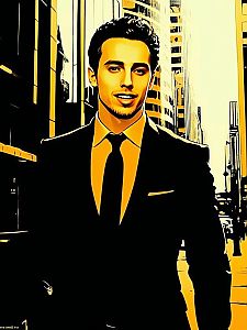 Confident Young Man in Suit - Cityscape Portrait