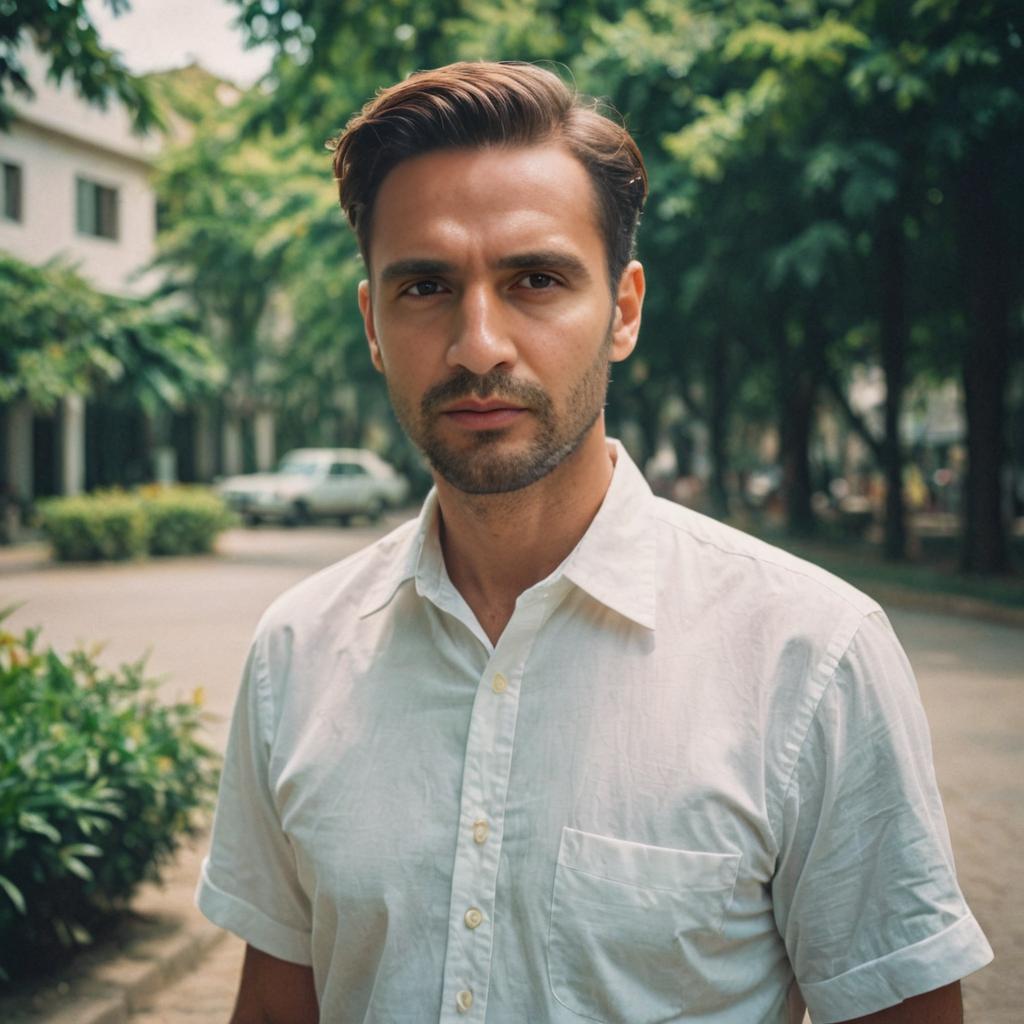 Confident Man in White Shirt - Street Style