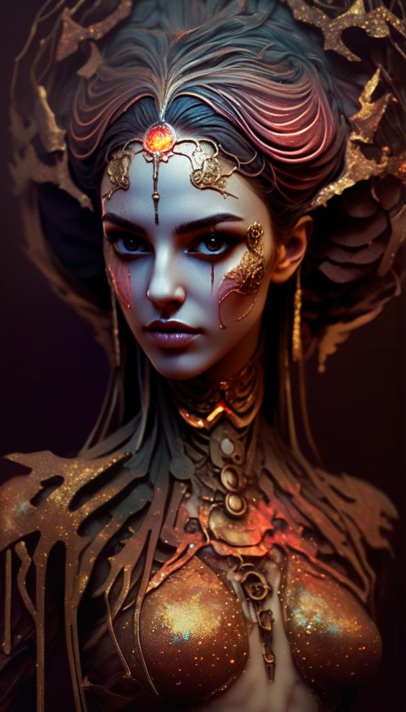 Woman in Fantasy-Inspired Attire with Intricate Design Woman in Fantasy-Inspired Attire with Intricate Design
