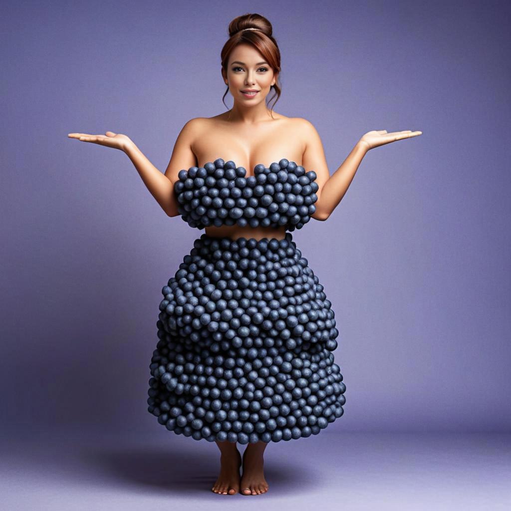 Woman in Blueberry Dress - Body Positivity Fashion