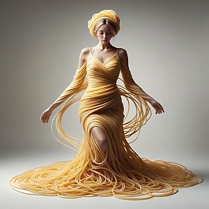Elegant Woman in Flowing Artistic Dress