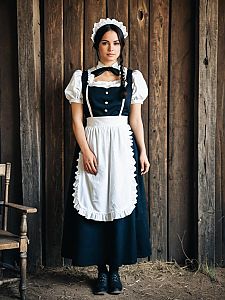 Woman in Django Unchained Maid Costume Full Body Cosplay Photo