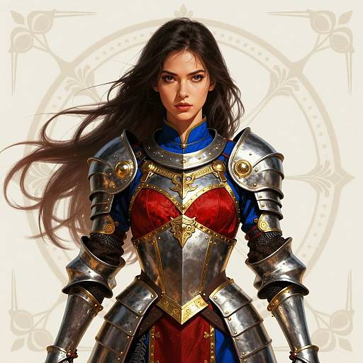 Medieval Woman Warrior in Ornate Armor Fantasy Portrait