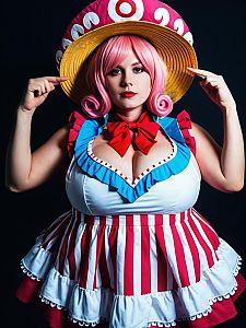 Sexy Woman Cosplaying Charlotte Linlin Big Mom Character Costume