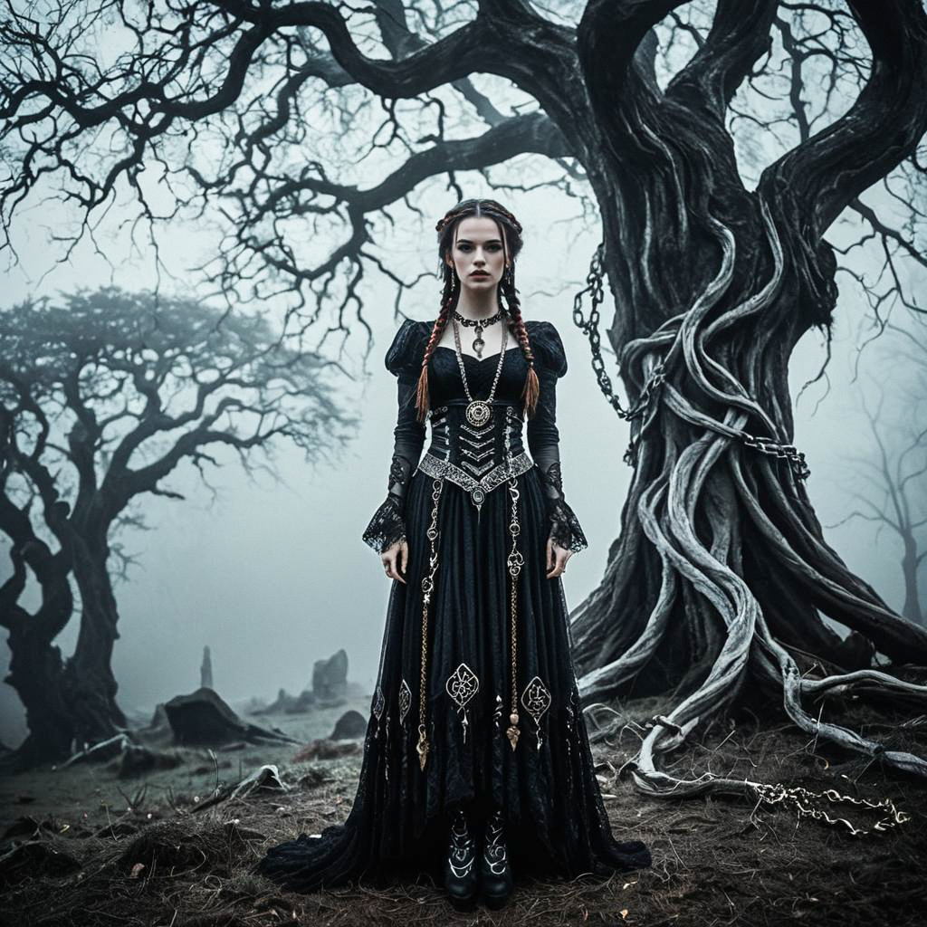 Gothic Woman in Eerie Forest Gothic Woman in Eerie Forest