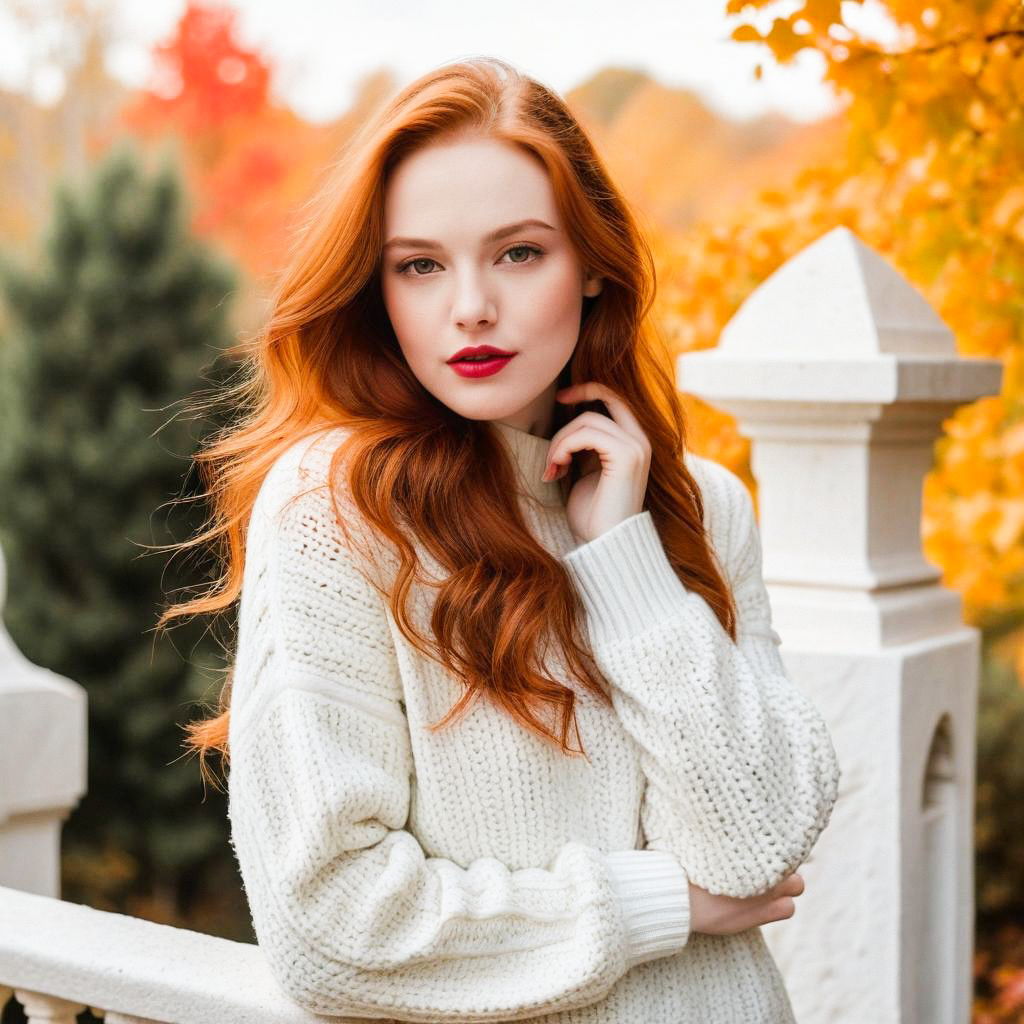 Young Woman in Autumn Foliage