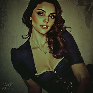 Digital Portrait of Young Woman in Vintage Corset Style