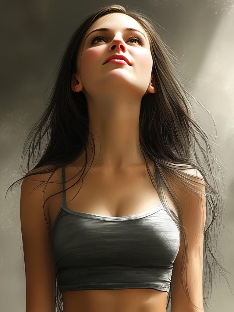 Woman with Flowing Hair in Soft Light Woman with Flowing Hair in Soft Light