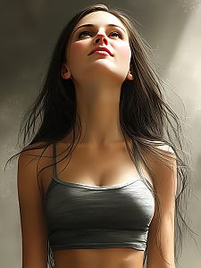 Woman with Flowing Hair in Soft Light