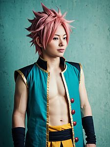 Man Cosplay Wearing Realistic Natsu Dragneel Costume from Fairy Tail