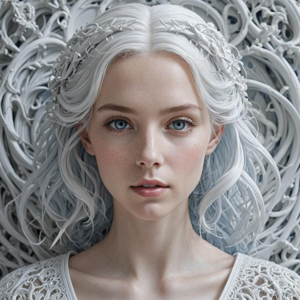 Ethereal Portrait of a Woman with White Hair