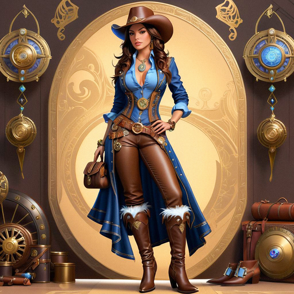 Confident Woman in Steampunk Outfit