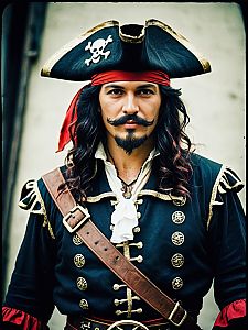 Man in Pirate Costume Waist Up Editorial Cosplay Portrait