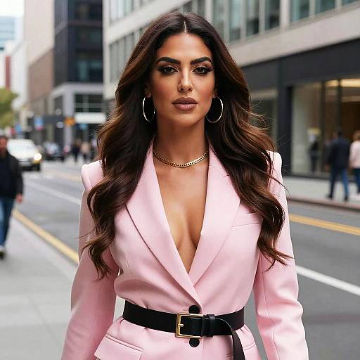 Confident Woman in Pink Blazer Street Style Fashion