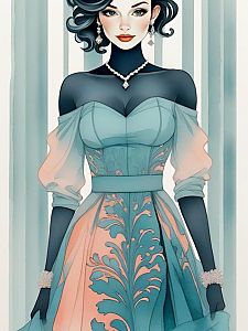 Elegant Vintage Woman in Floral Dress