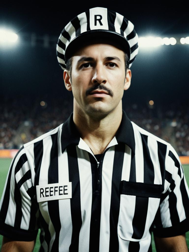 Photorealistic Sports Cosplay Portrait of Man in Referee Costume