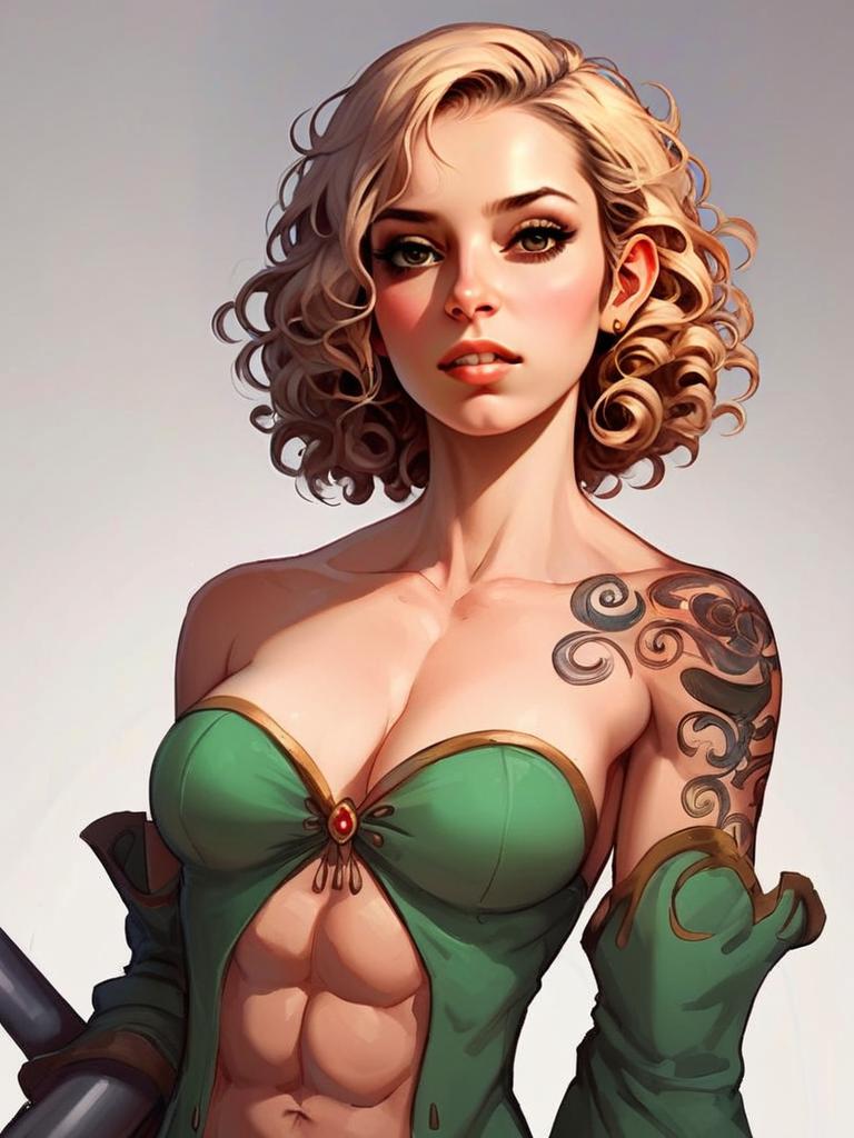 Confident Woman in Fantasy Outfit with Tattoo Confident Woman in Fantasy Outfit with Tattoo