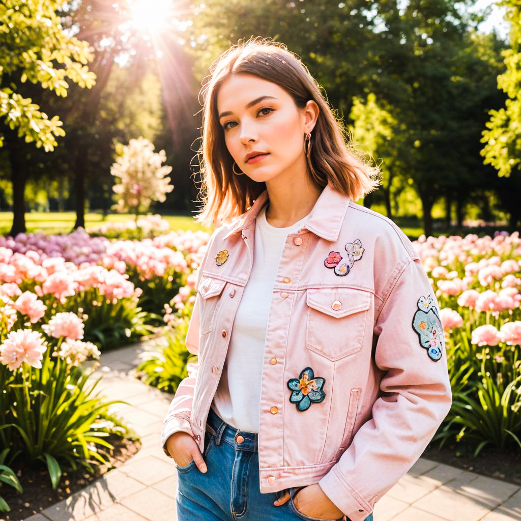 Confident Woman in Flower Garden