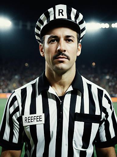 Photorealistic Sports Cosplay Portrait of Man in Referee Costume