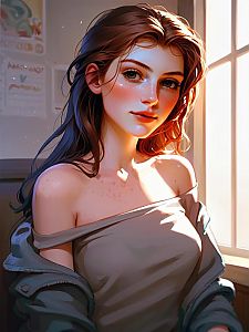 Young Woman in Warm Sunlight Portrait