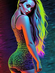 Cyberpunk Woman in Neon Colors