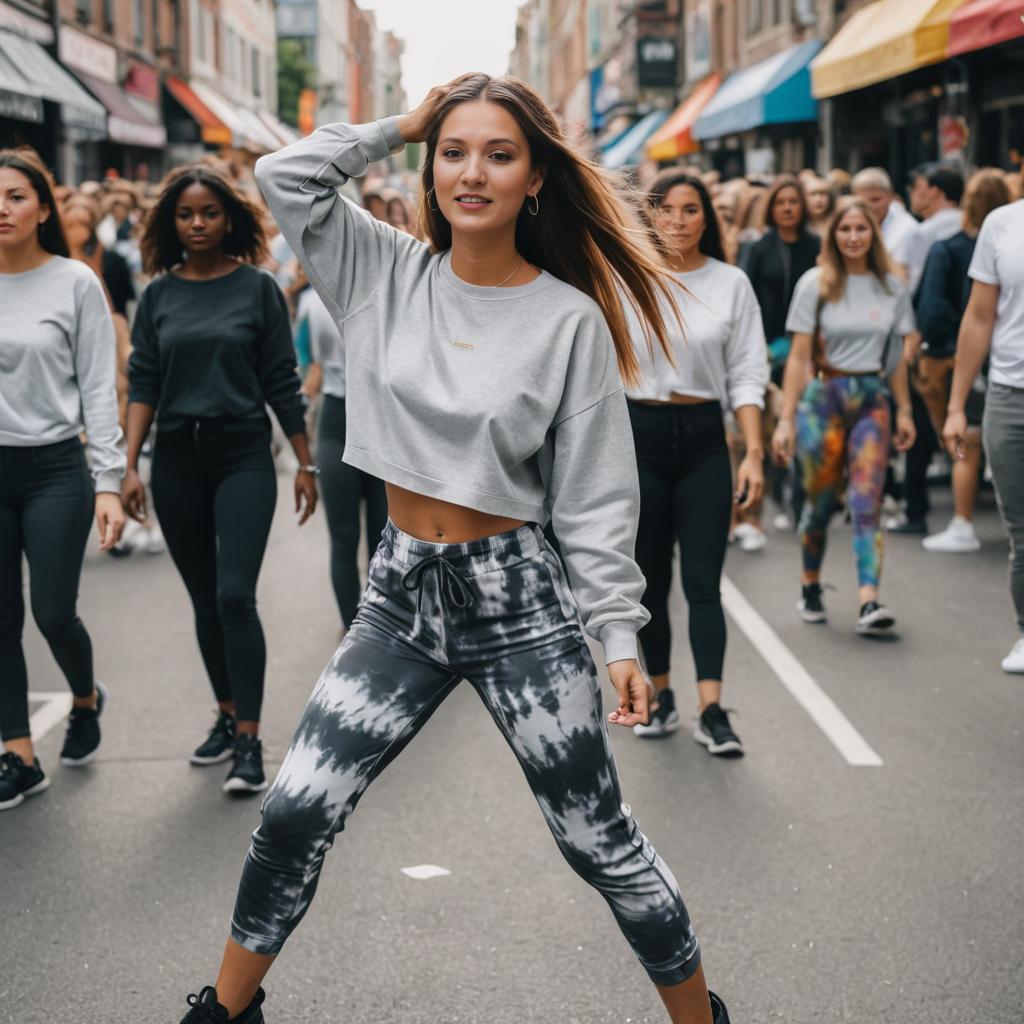 Confident Woman in Stylish Streetwear on Urban Street