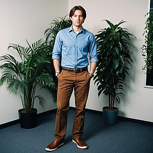 Confident Young Man in Casual Office Attire