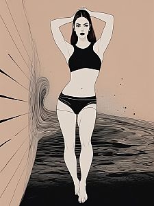Empowered Woman in Minimalist Black Outfit